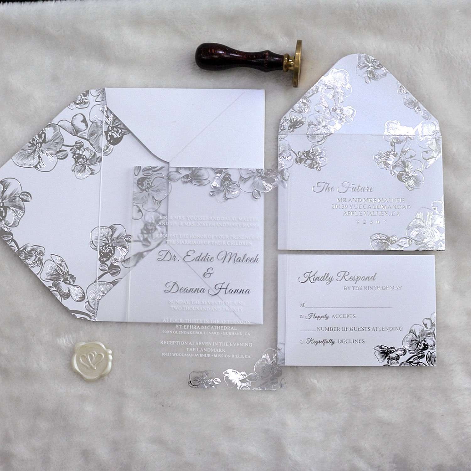 Acrylic Invitation Card Rectangle Business Invitation Card Foil Printing